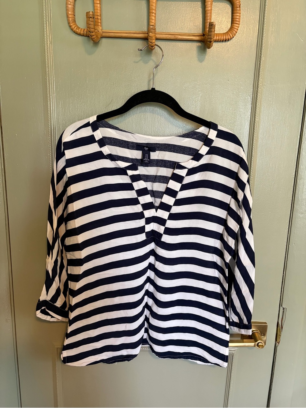 GAP Navy & White Striped V-Neck Tunic Top